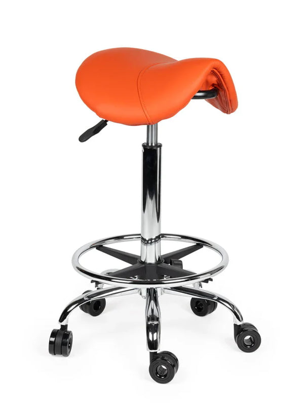 Friseurhocker Orange auf Rollen