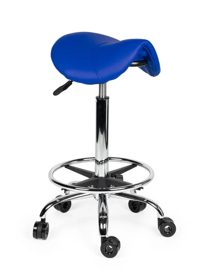 Friseurhocker Blau auf Rollen