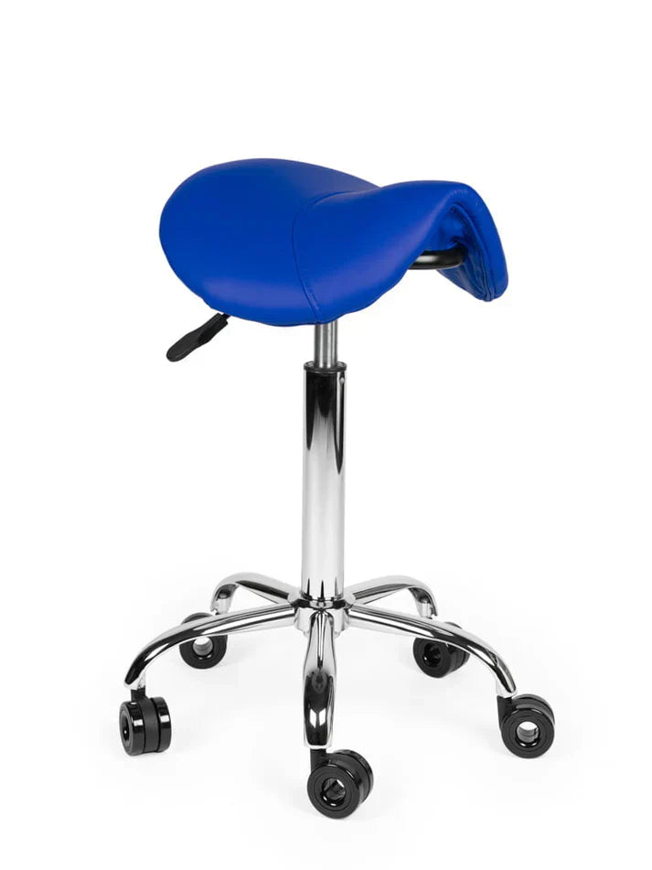 Friseurhocker Blau auf Rollen