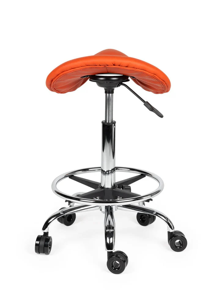 Friseurhocker Orange auf Rollen