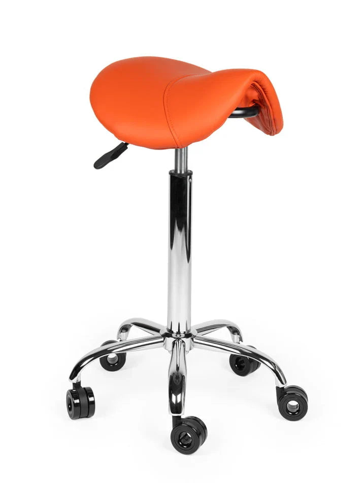 Friseurhocker Orange auf Rollen