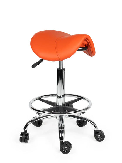 Friseurhocker Orange auf Rollen