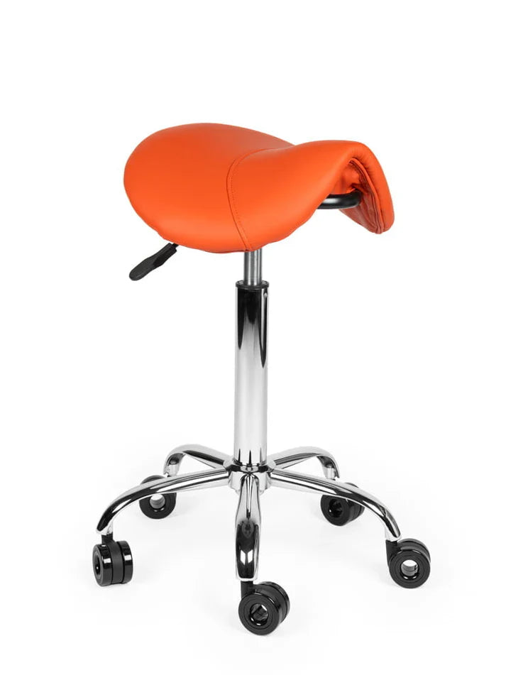 Friseurhocker Orange auf Rollen