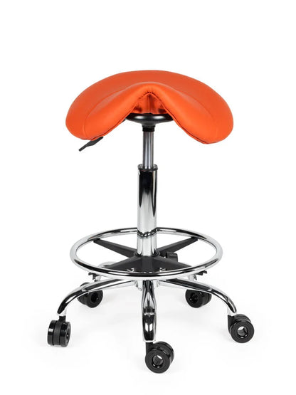 Friseurhocker Orange auf Rollen