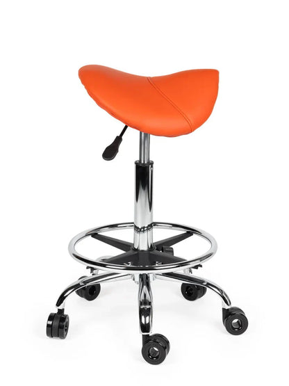 Friseurhocker Orange auf Rollen