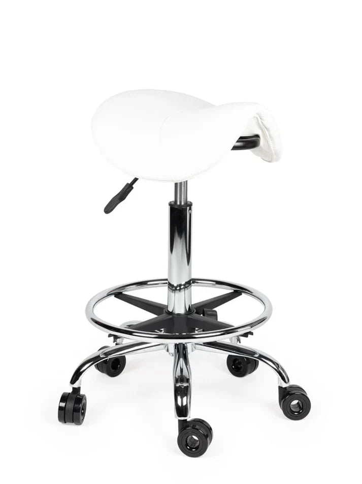 Friseurhocker Weiß auf Rollen