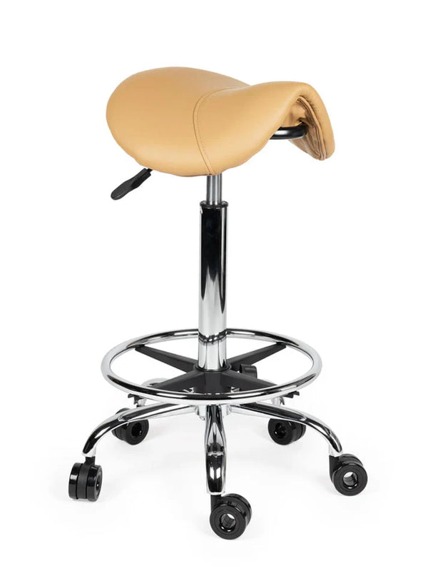 Friseurhocker Beige auf Rollen