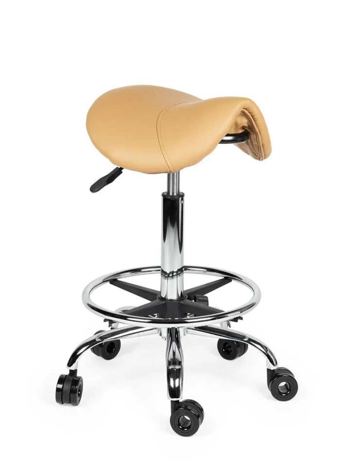 Friseurhocker Beige auf Rollen