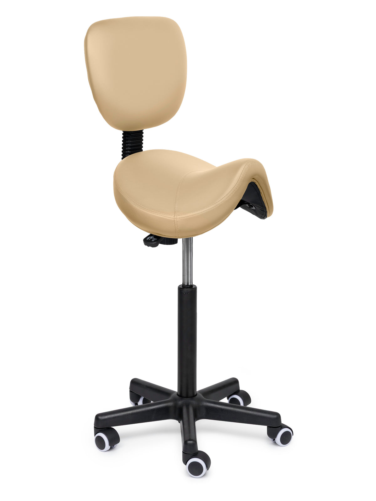 Comfort Sattelhocker mit Lehne Beige auf Rollen