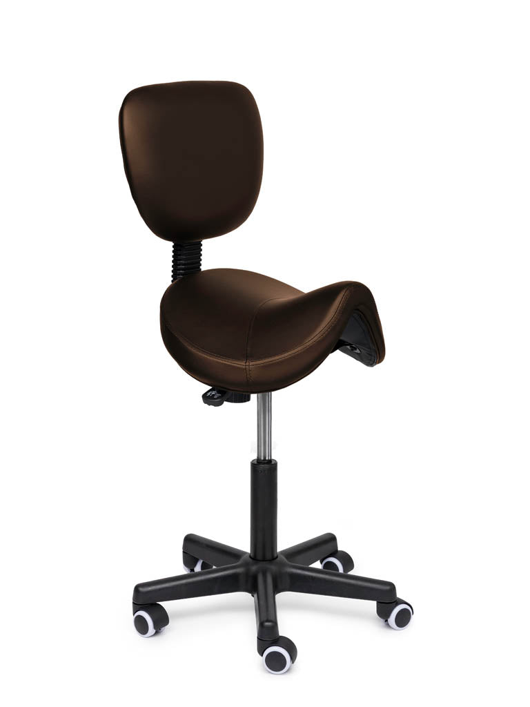 Comfort Sattelhocker mit Lehne Braun auf Rollen