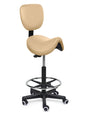 Comfort Sattelhocker mit Lehne Beige auf Rollen