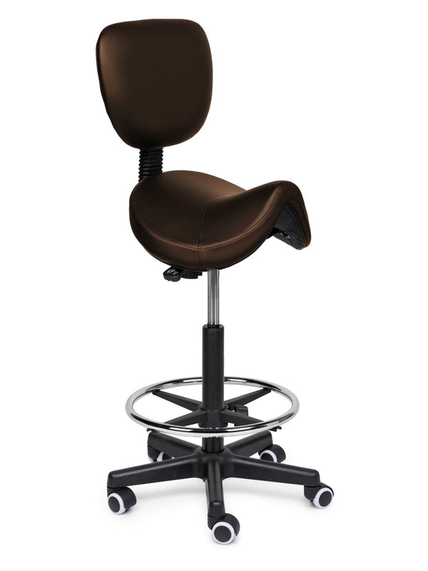 Comfort Sattelhocker mit Lehne Braun auf Rollen