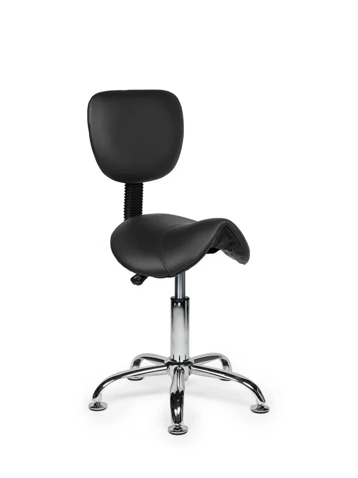 Ergonomischer Sattelhocker Schwarz mit Lehne auf Rollen
