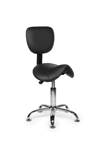 Ergonomischer Sattelhocker Schwarz mit Lehne auf Rollen