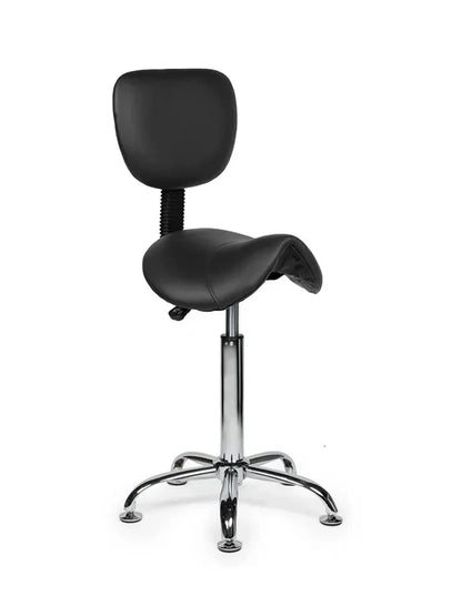 Ergonomischer Sattelhocker Schwarz mit Lehne auf Rollen