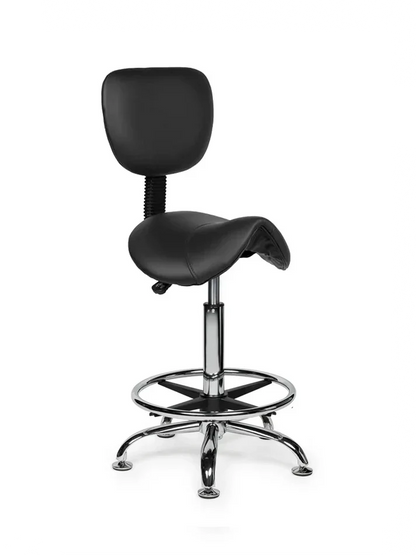 Ergonomischer Sattelhocker Schwarz mit Lehne auf Rollen