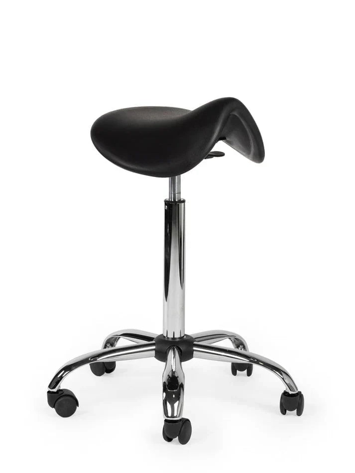 Ergonomischer Arbeitshocker Schwarz auf Rollen