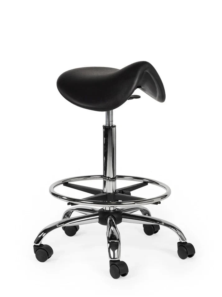 Ergonomischer Arbeitshocker Schwarz auf Rollen