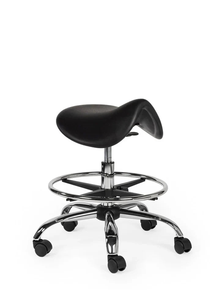 Ergonomischer Arbeitshocker Schwarz auf Rollen