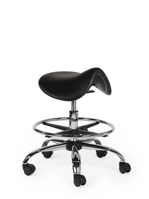 Ergonomischer Arbeitshocker Schwarz auf Rollen