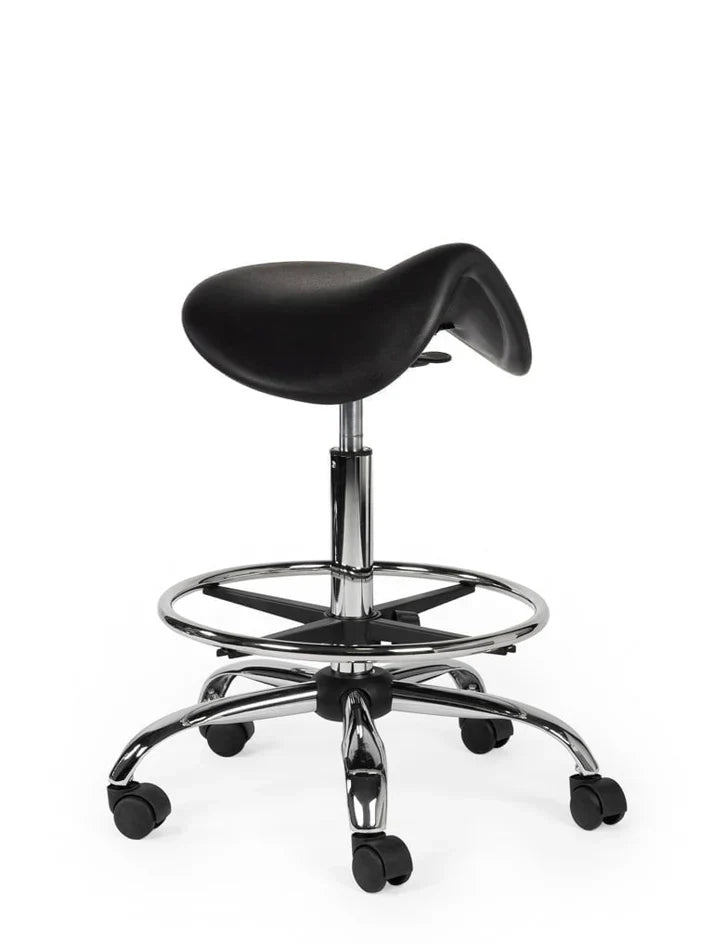 Ergonomischer Arbeitshocker Schwarz auf Rollen