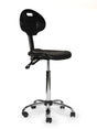 Ergonomischer Arbeitshocker Schwarz mit Lehne auf Rollen