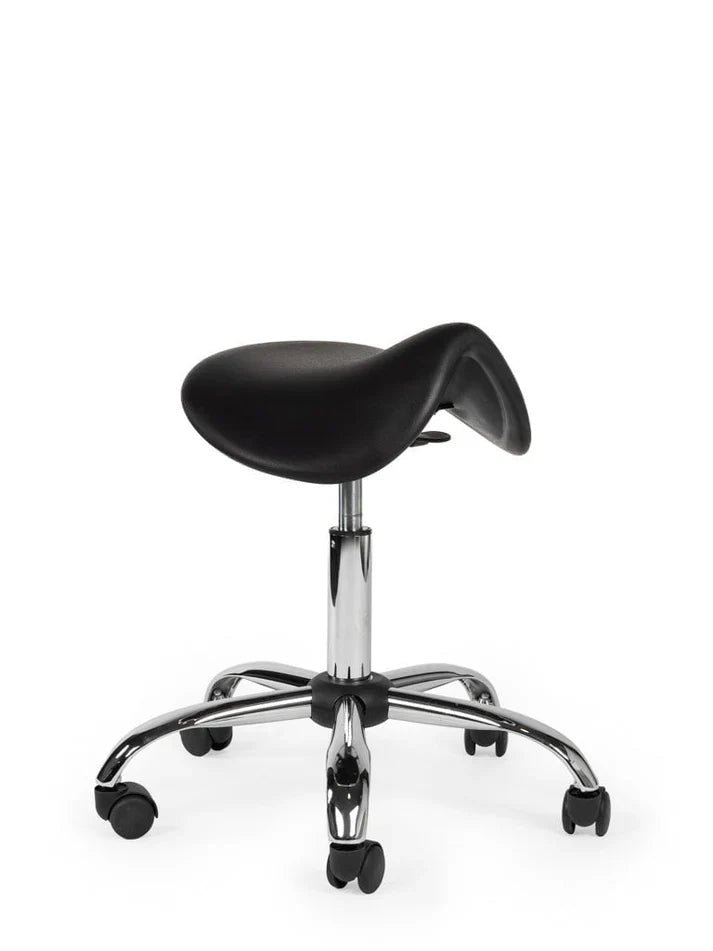 Ergonomischer Arbeitshocker Schwarz auf Rollen