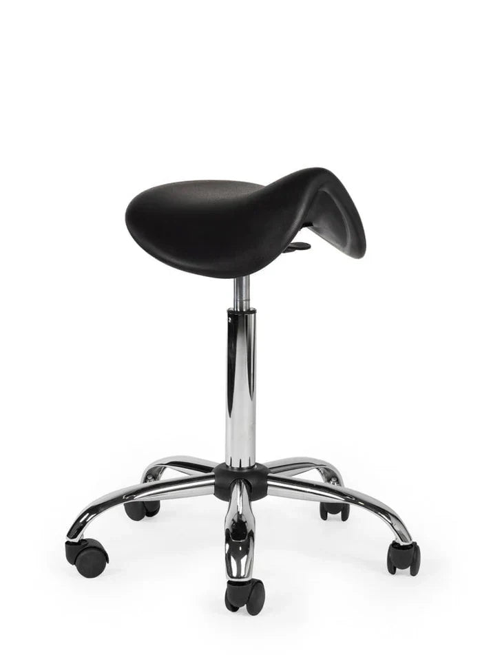 Ergonomischer Arbeitshocker Schwarz auf Rollen