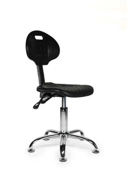 Ergonomischer Arbeitshocker Schwarz mit Lehne auf Rollen