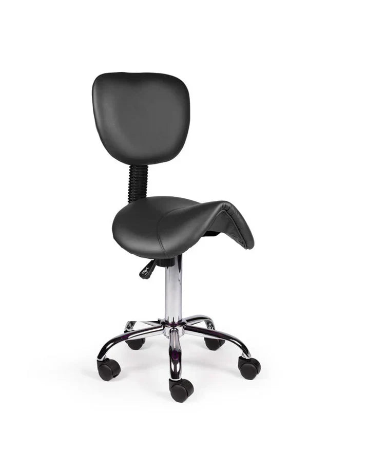 Ergonomischer Sattelhocker Schwarz mit Lehne auf Rollen