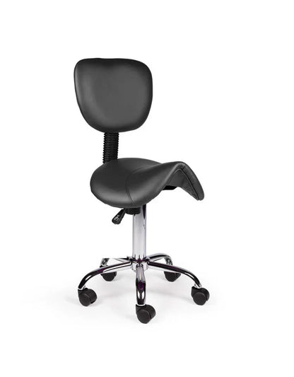 Ergonomischer Sattelhocker Schwarz mit Lehne auf Rollen